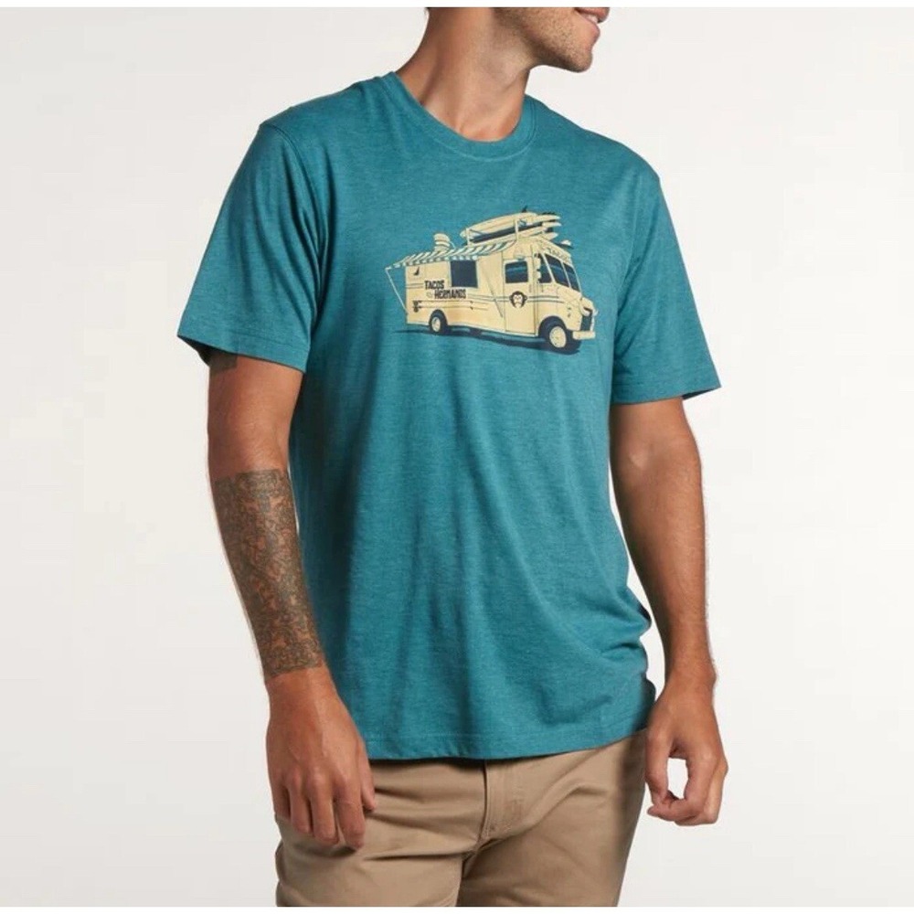 Howler Brothers T-Shirt Mens Size M Taco Truck Teal Tacos Hermanos Fast Shipping